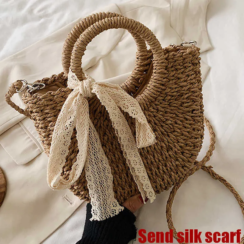 Sacs en paille pour femmes nouveau été sac en rotin tissé à la main sac à main tissé à la main en osier sac de plage bohême Bali sac à main kaki Beige