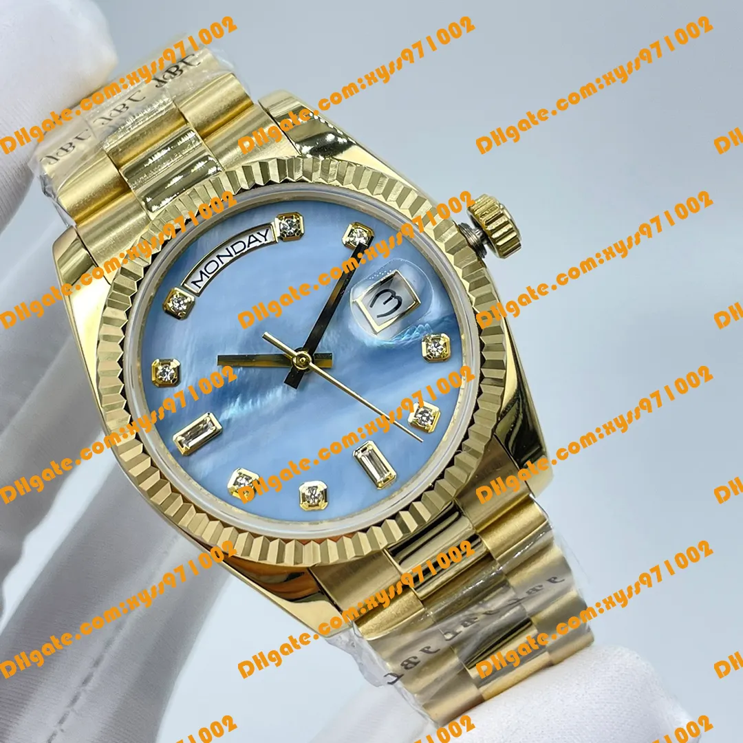 2 modèles de montre unisexe de mode 36 mm 128238 118238 montre en or bleu nacre cadran luxe bande de diamants 2813 mouvement automatique mécanique montre pour homme montre pour femme