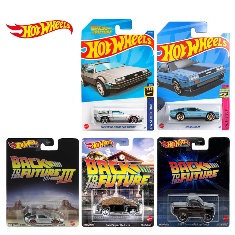 Диацист модели колеса обратно в будущее III Time Machine 1955 87 Пикап Ford Super de Luxe DMC Delorean 1 64 Car Toy 230605