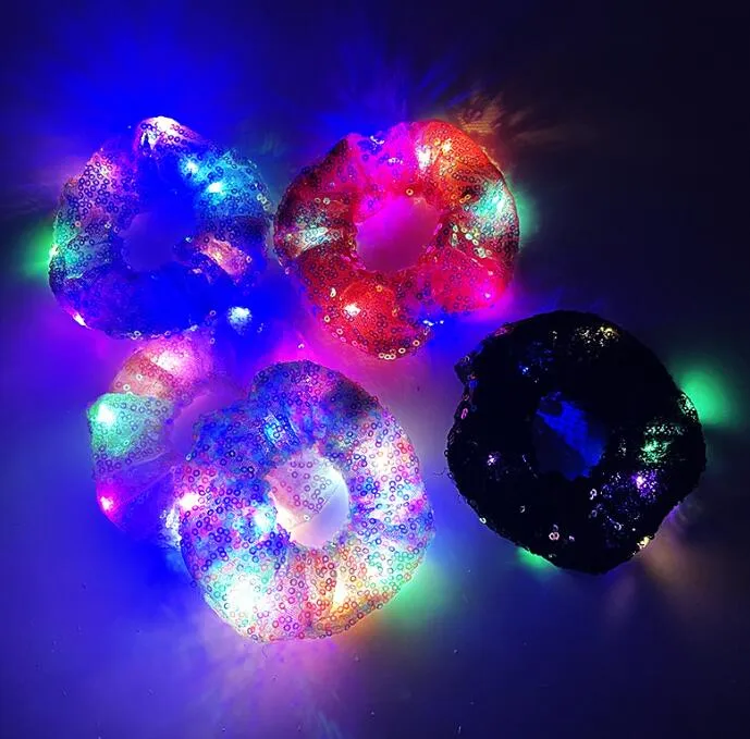 Copricapo Accessori per capelli Led Light Scrunchies Fasce elastiche in raso Cravatte Corde Mti Colori Modalità Soft Cute Scrunchy Per donne Ragazze Ha Otofy