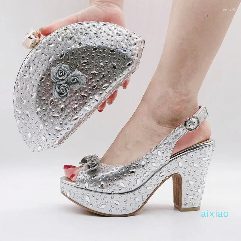 Designer Dress Shoes And Bags To Match With Bag Set Decorated Rhinestone Women Wedding