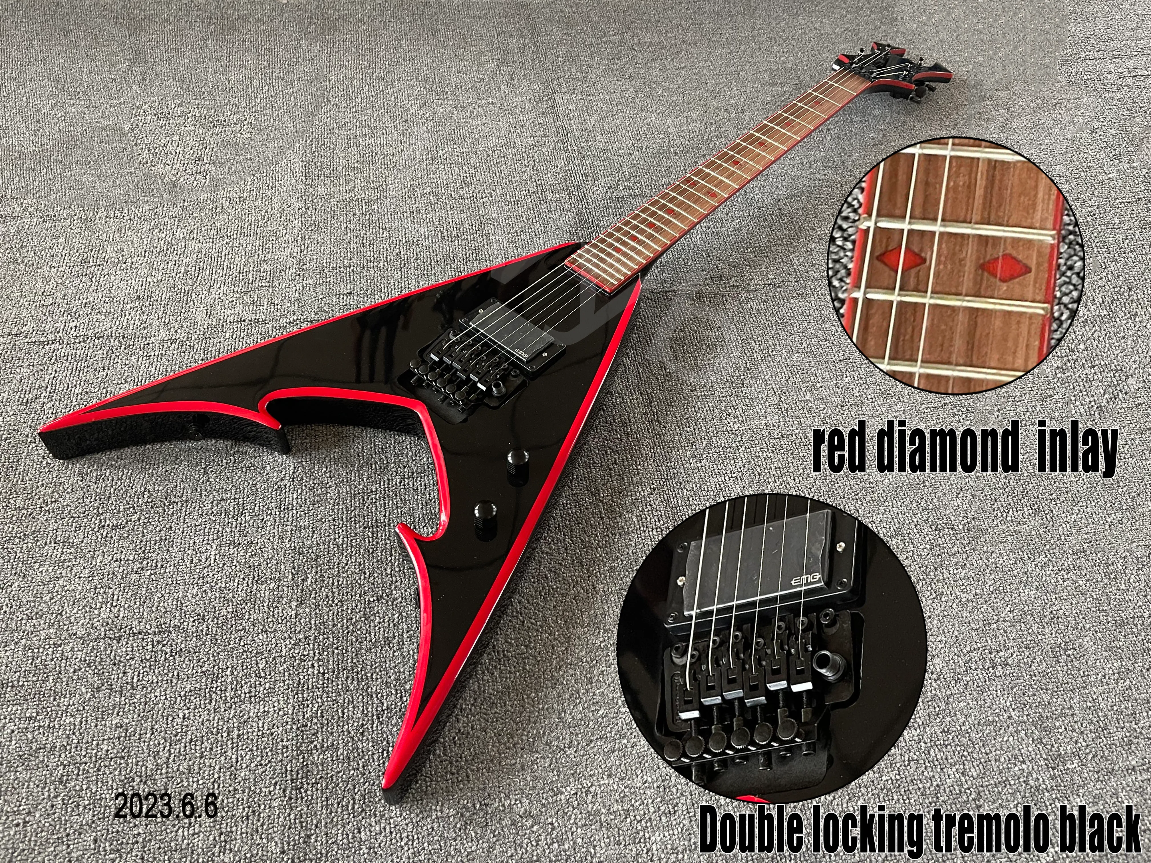 Electric Guitar Black And White Rock Style, Black Hardware Electric Guitar Black And White Rock Style, Black Hardware