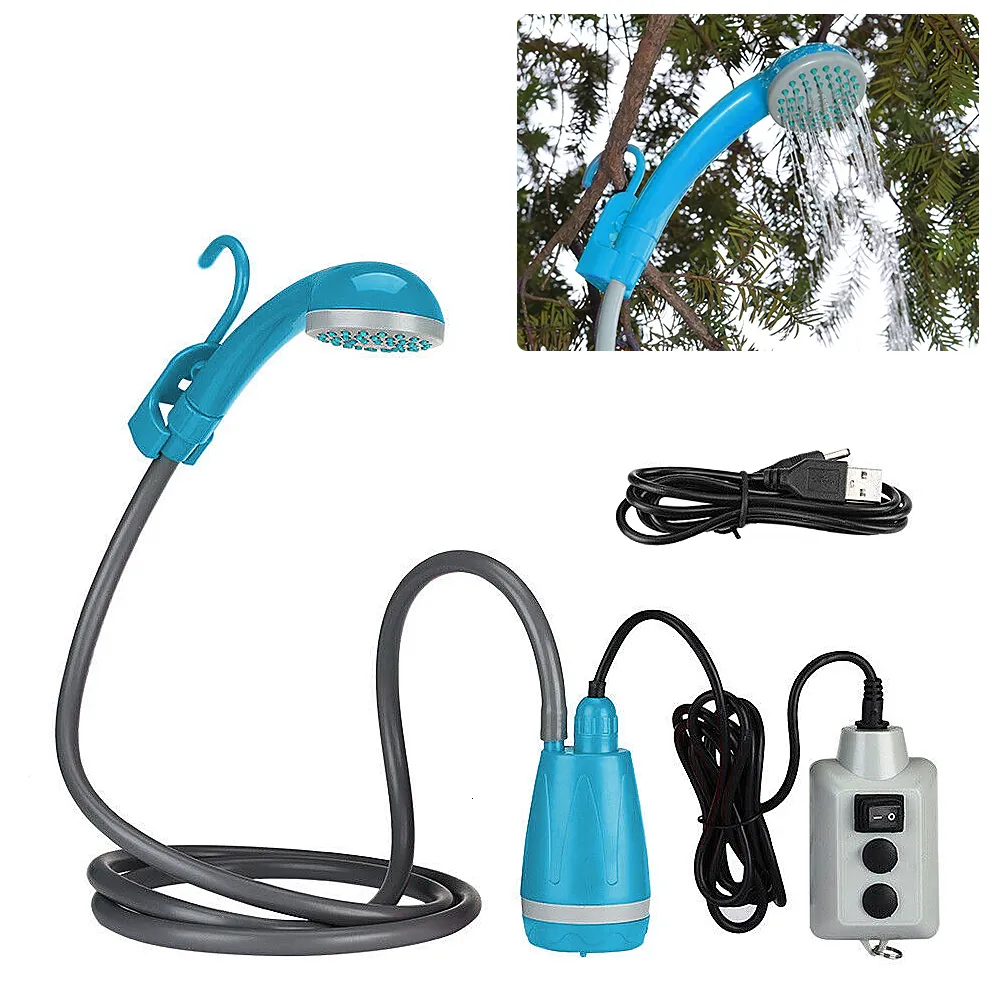 Gadgets de plein air Douche de camping portable Pompe de douche de camping en plein air Pommeau de douche rechargeable et seau pliant pour camping randonnée voyage 230606