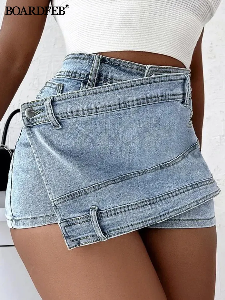 Spódnice dżinsowe spódnica letnia moda nieregularna niebieska mini dżinsy z wysokiej talii damskie damski y2k vintage ALINE krótki 230607