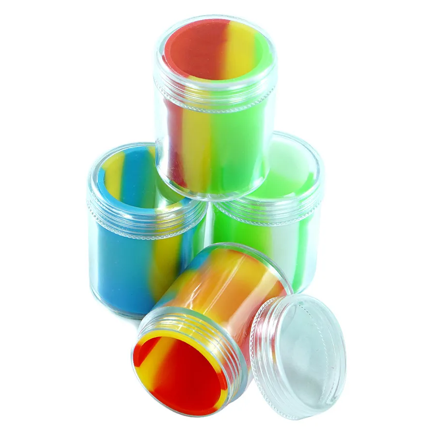 Silicone Plastic Oil Barrel Container Jars Dab Wax Oil Rubber Drum Shape Container Silicon Dry Herb Dabber Tool Storage 35ml Storage Multifunction Box Non-stick DHL