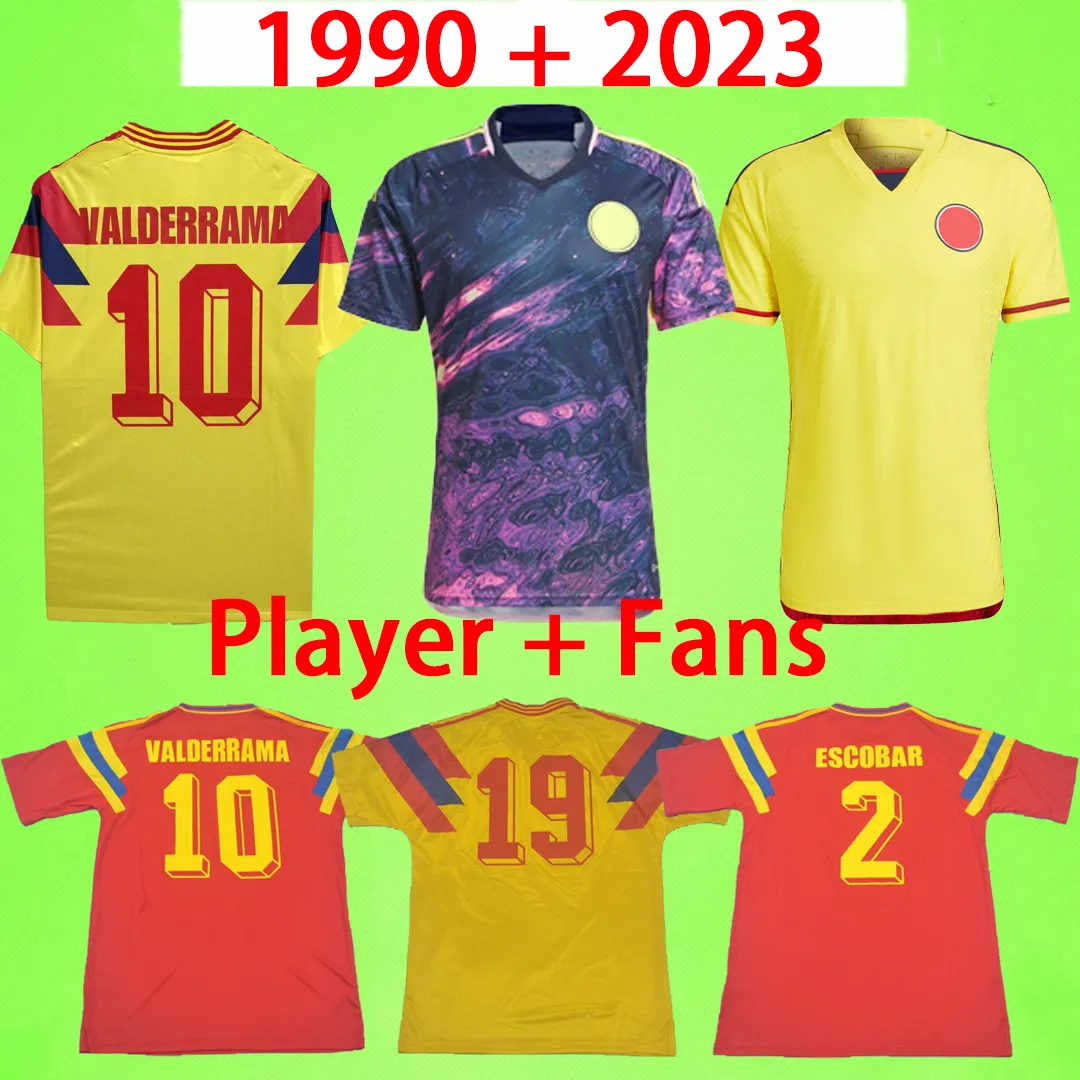 # 10 Valderrama Colômbia 1990 camisas de futebol retrô 2023 2024 clássico comemorar coleção antiga camisas de futebol vintage Escobar Guerrero FALCAO JAMES CUADRADO
