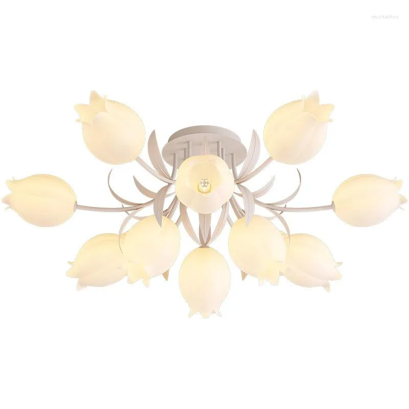 Plafoniere Lampada stile bianco latte nordico Soggiorno Camera da letto Verde magnolia Lampade per soffitto