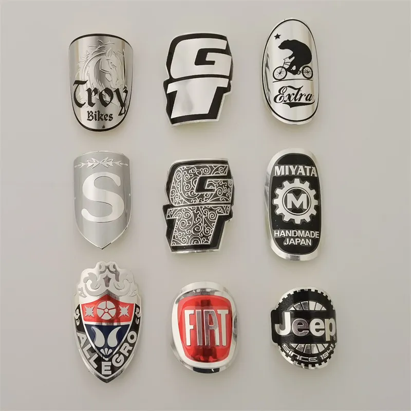 Fiets Groepsets Bike Head Badge Zacht Aluminium Stickers Stickers Voor MTB BMX Vouwfiets Voorframe Stoom Fietsen Accessoires embleem Buis DIY 230606