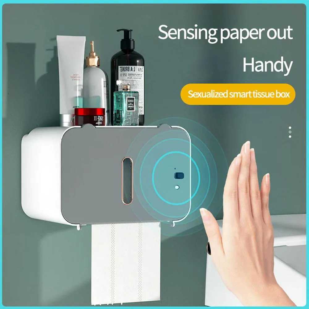 Tutucu İndüksiyon Tuvalet Kağıdı Tutucu Raf Otomatik Kağıt Çıkış WC Kağıt Raf Duvarlı Tuvalet Kağıt Dispenser Banyo Aksesuarları