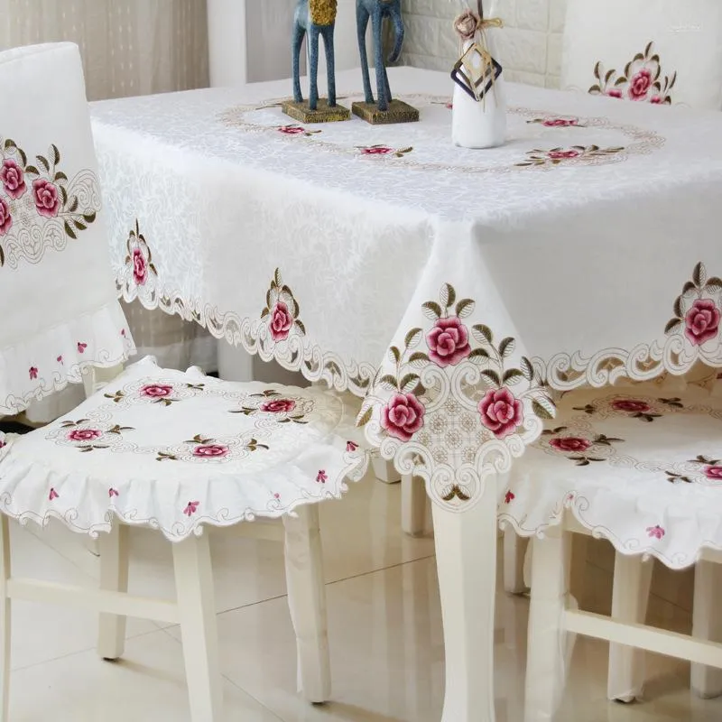 Table Cloth Rectangle Luxury Embroidery Lace Cover Flower Elegant Towels Dining Chair Home Decoration