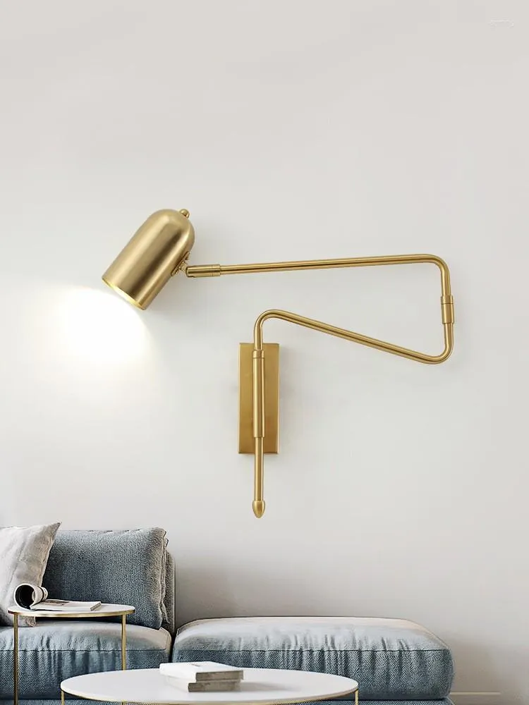 Vägglampa nordisk gungande arm sconce lampor sovrum studera lång pol vikbar stretchbar sängläsning e27mirror ljus