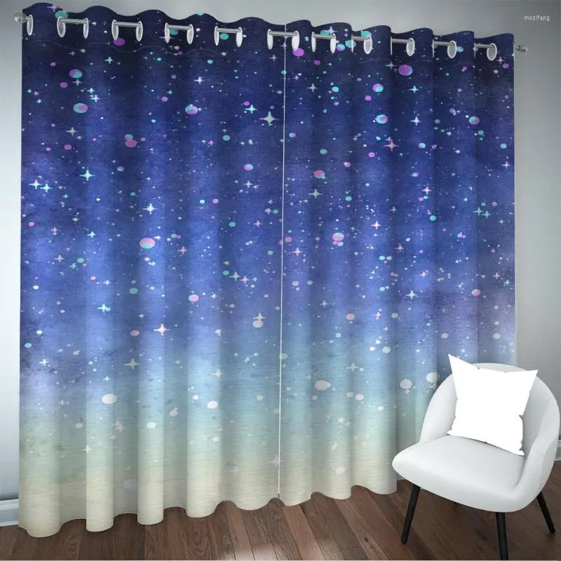 Vorhang Galaxy Vorhänge für Mädchen Jungen Teenager Kinder Blau Lila Sternenhimmel Fenstervorhänge Weltraum Kosmos Behandlungen Schicker Luxus