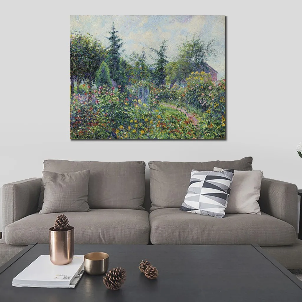 Canvas Art Camille Pissarro Målning Garden Henhouse på Octave MirBeaus Les Damps Handmade konstverk Levande dekor för vinkällare