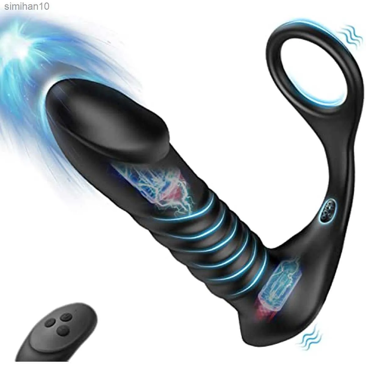 Thrusting Anal Dildo Male Prostate Massager Ring Vibrator Sex Toys for