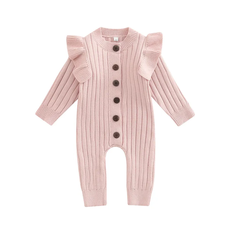rompers antumn infant baby romper cotton knit long sleeve slugle coll color girls billed born girls outfit baby comples 230606