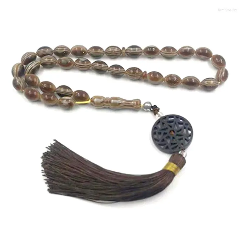 Strand Tasbih коричневая смола 33 Розария Бисер Подарки Мусульманский кофейный браслет Исламские ювелирные аксессуары Мисбаха Магазин арабский мода