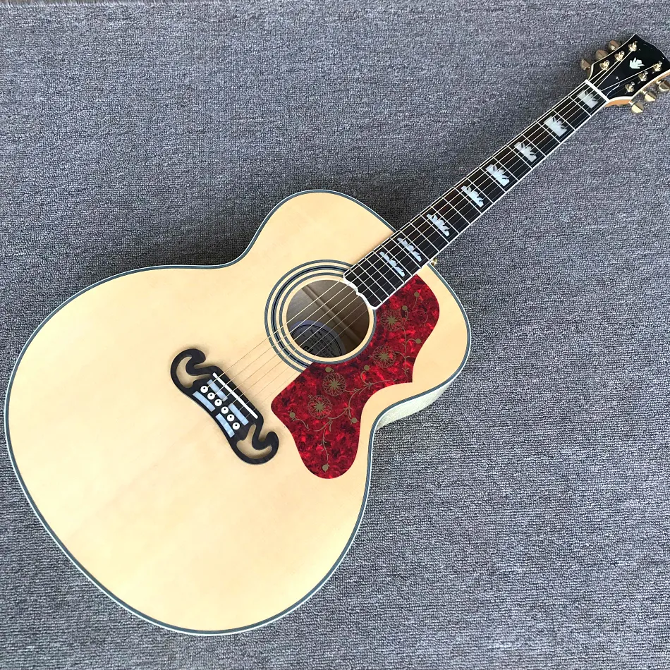 Folkgitarr 43 "Akustisk gitarr, Back Tiger Print Flame Top, Single Electric Guitar med original träfärg ansikte, gratis frakt