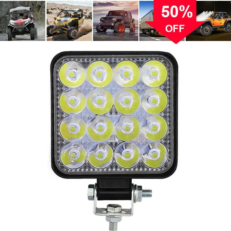 Samochód 16 LED Square Spot Light do ciężarówki samochodowej Motocykl Motocykl w terenie Wodoodporny uniwersalne lampy robocze 12 V 24 V