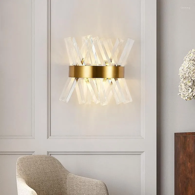 Lampka ścienna luksusowe kryształowe światła złota żarówki LED oprawy do sypialni salon wewnętrzny