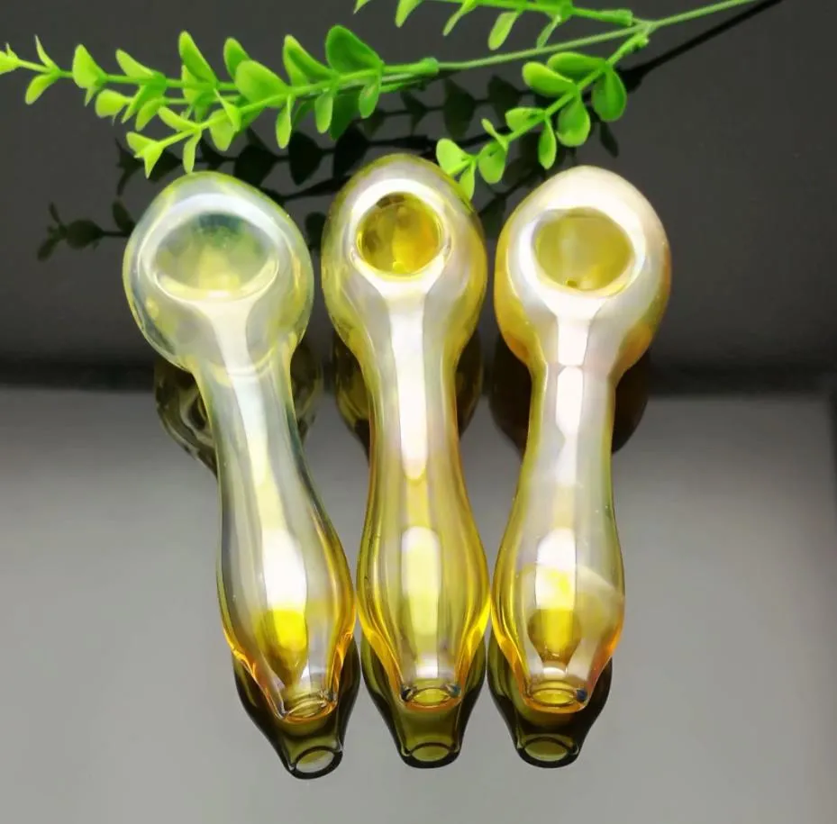 Pipes à fumer bongs Fabrication Narguilé soufflé à la main Nouveau tuyau en verre allongé jaune coloré