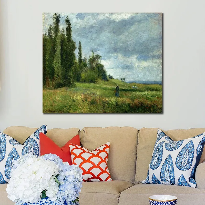 Impressionist Canvas Art Part of Groettes Pontoise Handmade Camille Pissarro Painting Landscape Artwork Modern Living Room Decor