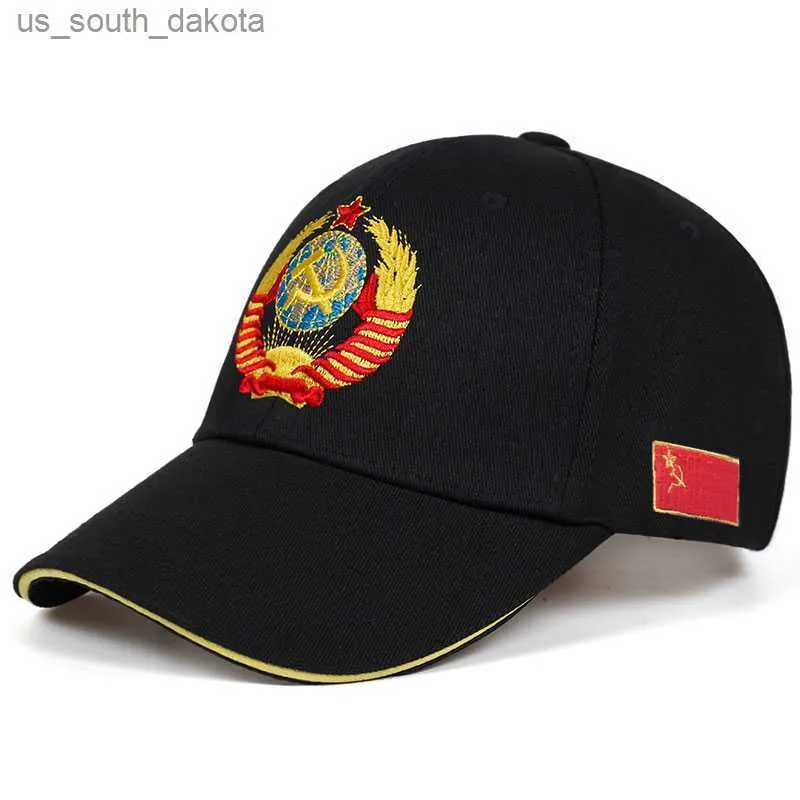 2023 Yüksek Kaliteli Rus CCCP Ulusal Amblem Beyzbol Kapağı Pamuk Snapback Caps Ayarlanabilir Güneş Şapk Dış Mekan Vizör Şapkaları L230523