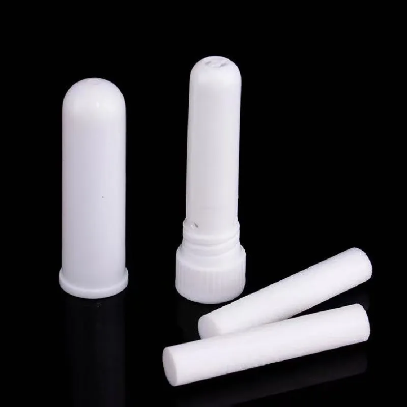 Wholesale white empty PP plastic essential oil inhalation nose inhaler tube bottle stick with cotton wick nasal inhaler tube packaging for aromatherapy freeship