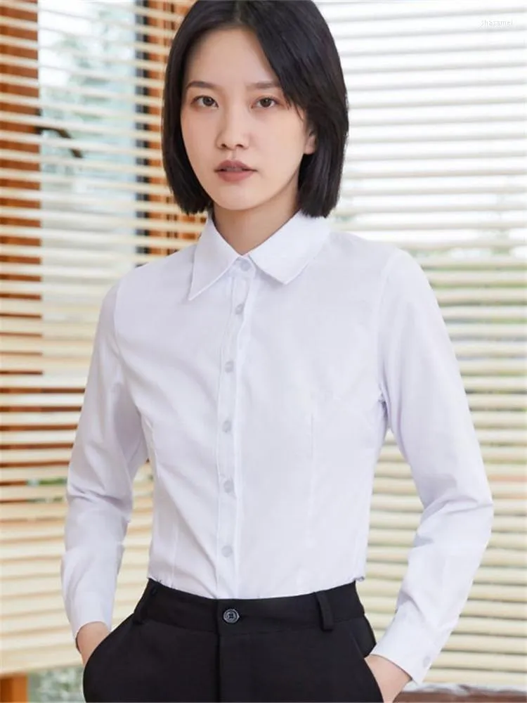 Blouse En Coton Feminine Elegante Chemise Blanche A Manches Longues Usure De Bureau Decontractee Du 18 51 DHgate