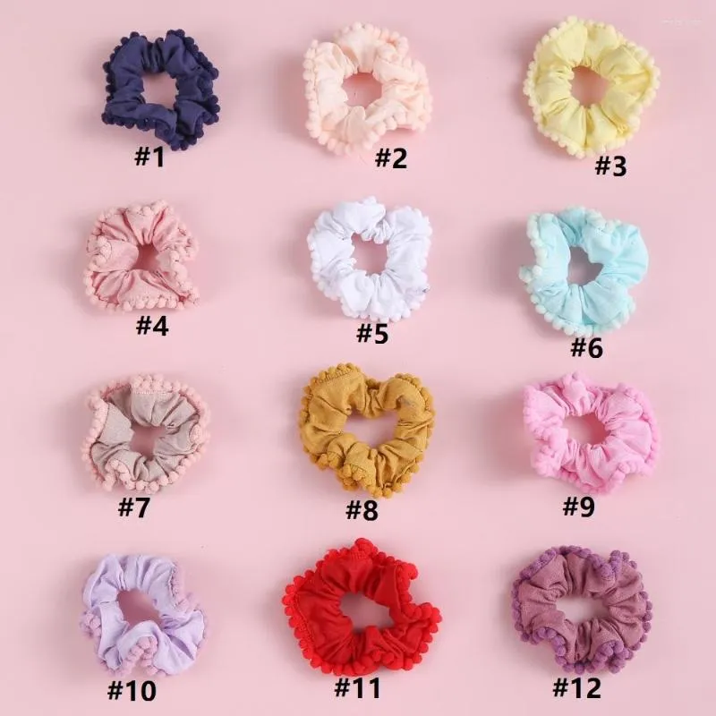 Hair Accessories 20 Pcs/Lot 8 Cm Ties Scrunchies Floral Cotton Girls Fashion Solid Rubber Pom Rope