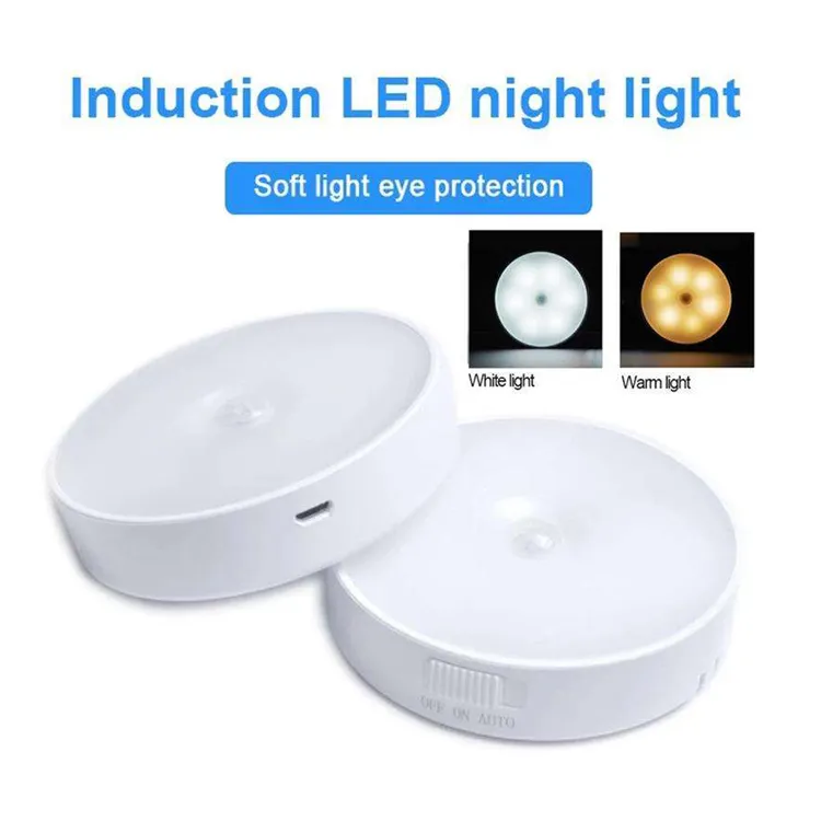 Smart Indoor Motion Sensor Security Night Light Rechargeable Long Endurance Wall Mounted Lamp Hallway Stairs LED Emergency Night Light in Retail Box