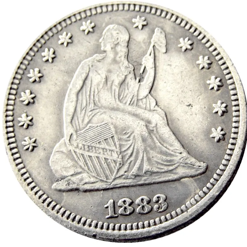 US 1883 Siedził Liberty Quater Dollar Silver Plated Copy Mone