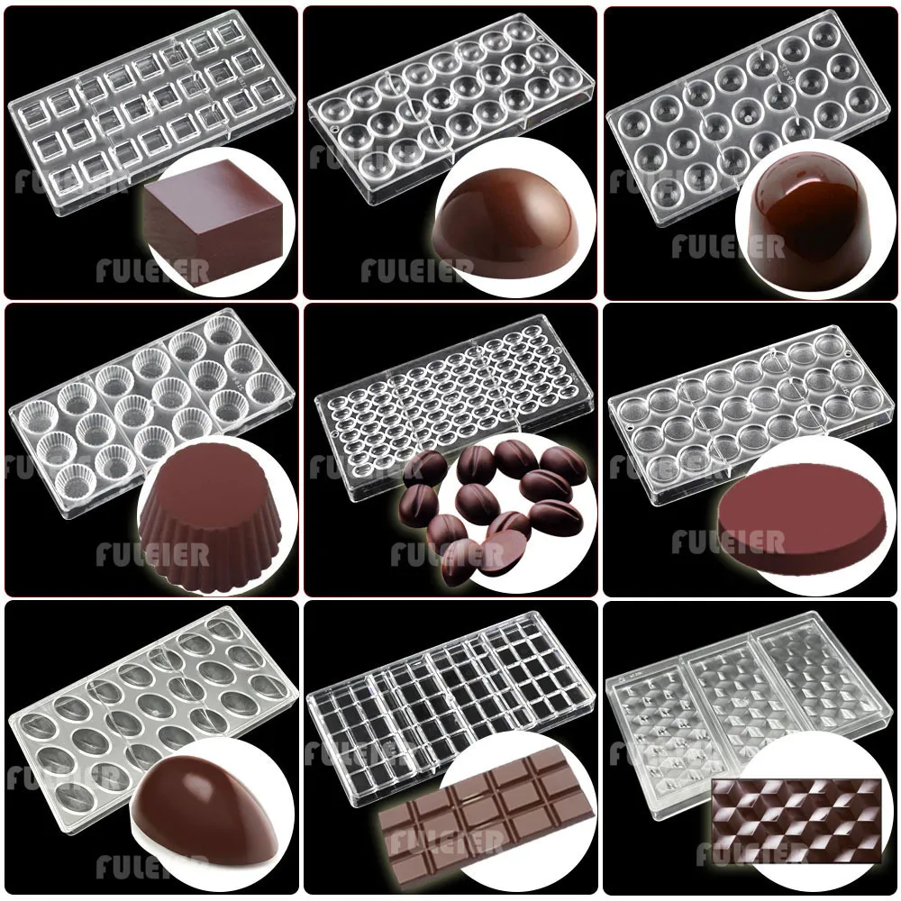 Stampi da forno Stampi per cioccolato in policarbonato Quadrati rotondi Dolci Stampo per caramelle Stampo per torte BonBon Strumenti per dolciumi Bakeware 230606