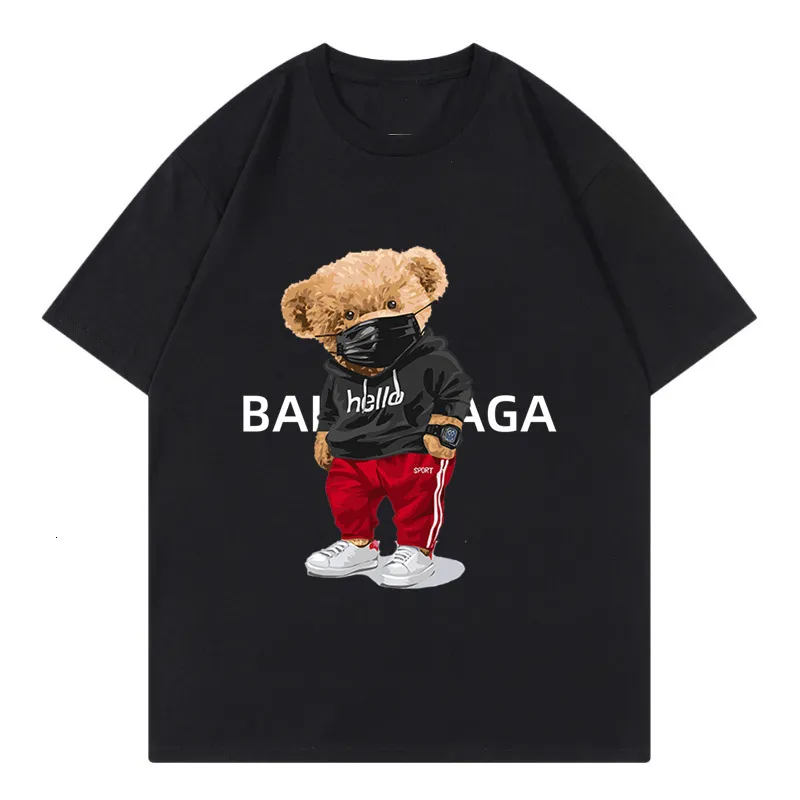 Men's T-Shirts Summer Man T-shirt Cotton Tshirt For Women Clothes Cute Cartoon Bear Short Sleeve T Shirt Luxury Brand Print Male Tee Top 230606