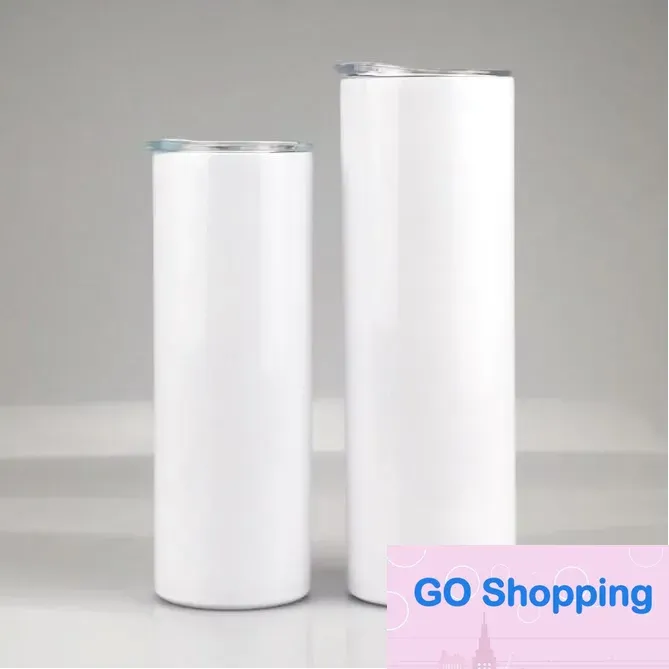 Wholesale Price Sublimation Tumbler Skinny 20 oz Mugs Stainless Steel Insulated Straight Cup white Beer Coffee