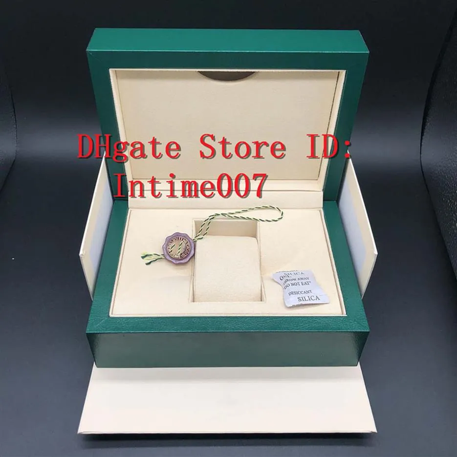 Custodia regalo per scatola orologio verde scuro di qualità per orologi Rolex, cartellini e carte libretto in scatole per orologi svizzeri inglesi252r