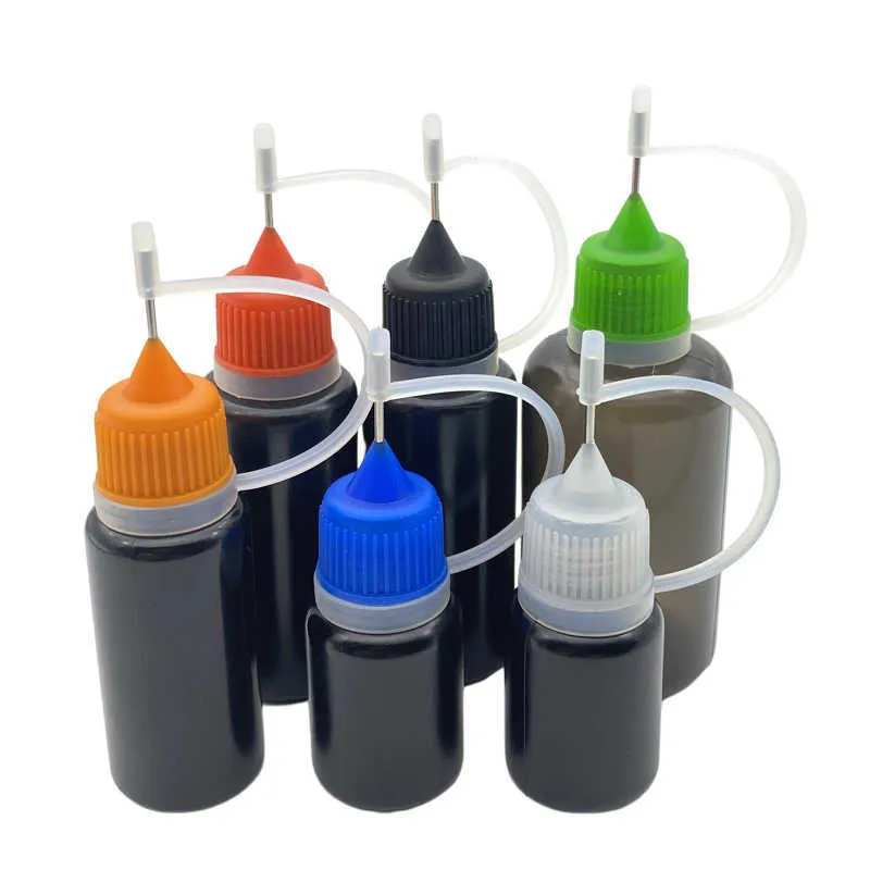 20pcs Soft Empty Container 5ml 10ml 15ml 30ml Black Plastic Dropper Bottle for Liquid PE Vial With Metal Needle Tips N93V