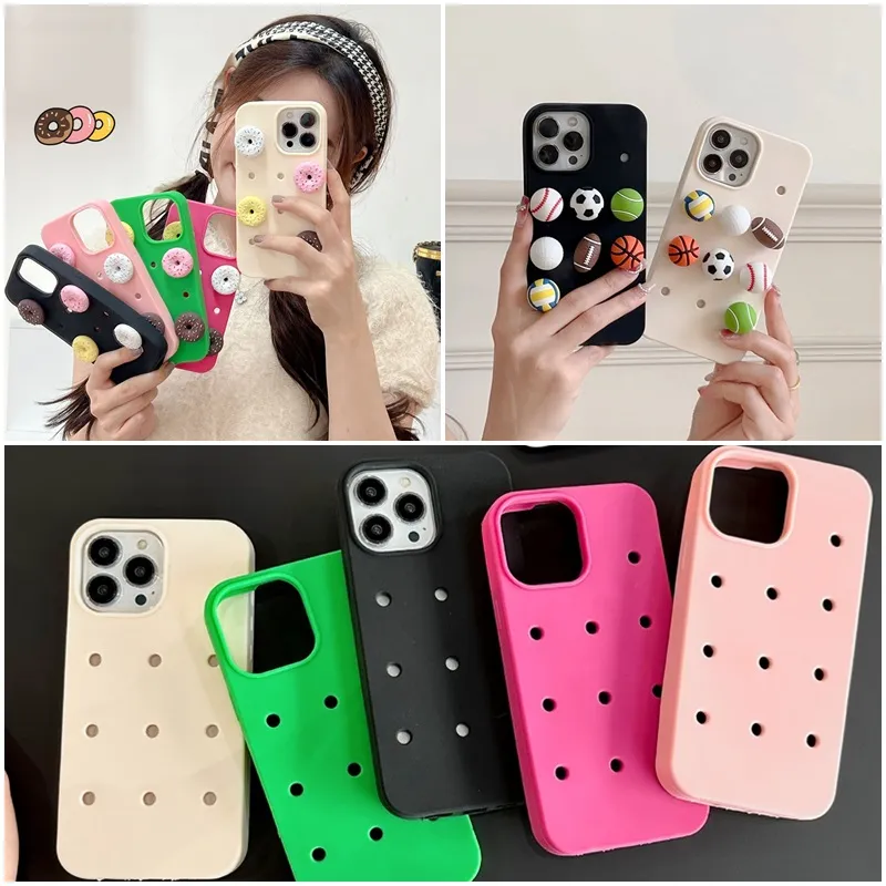 Capas de silicone DIY para celular para iPhone11 12 13 14/pro/promax Novo design capa para celular com furo