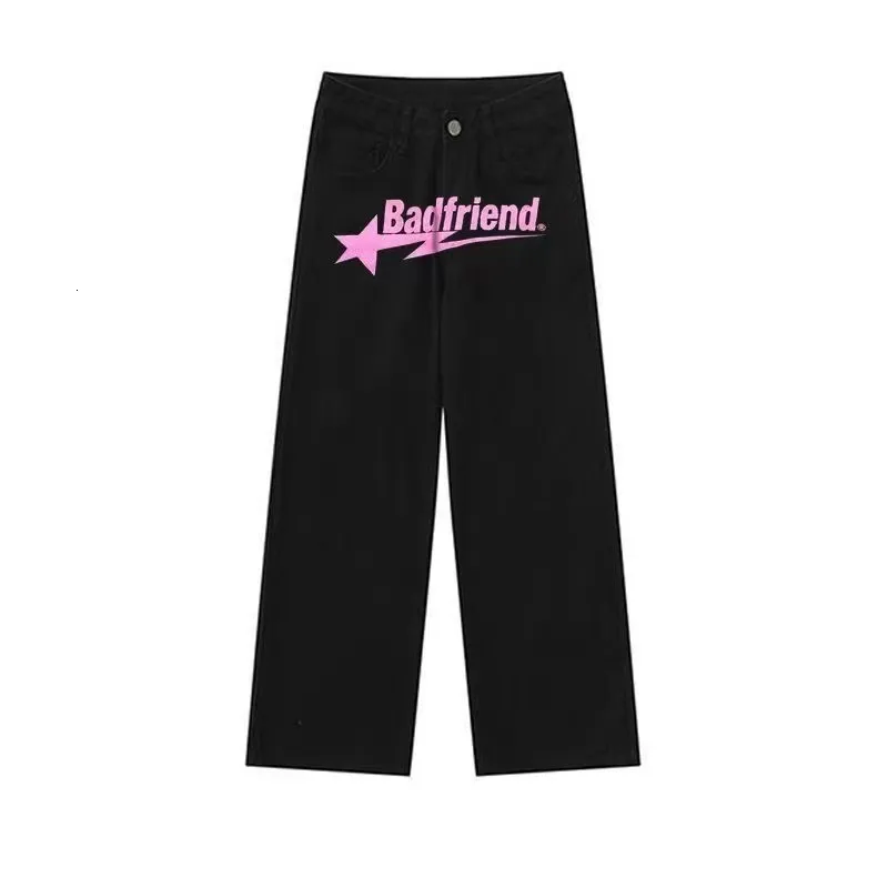 Y2K Hip Hop Badfriend Killer Jeans For Men With Letter Print