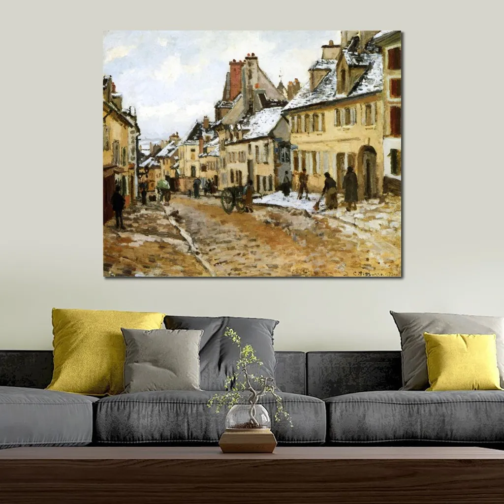 Impressionistlandskap Canvas Art Pontoise vägen till Gisors Camille Pissarro målning handgjorda konstverk för hotelllobby