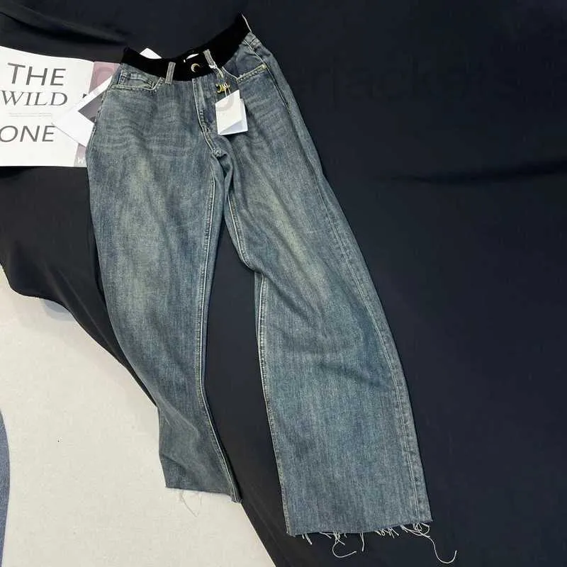 Frauen Jeans Designer Blau Frühling 2023 Neue Lose Gerade Schlanke Hohe Taille Breite Bein Papa Hosen Mode U4BT