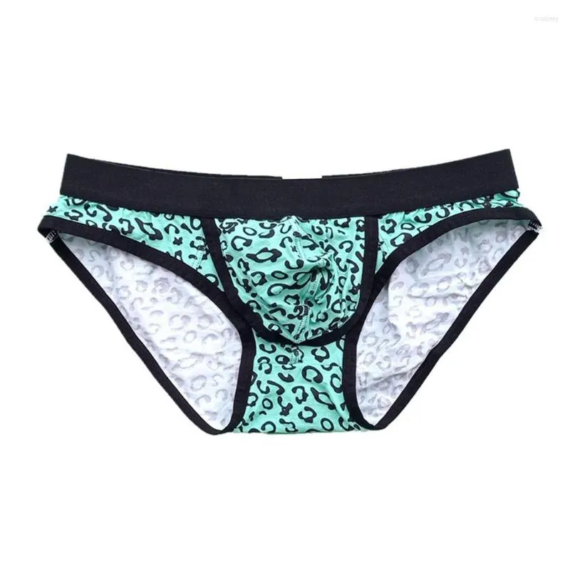 Cueca Cueca Masculina Aberta Frente Lingerie Sexy Leopard U convexo Pouch Shorts Calcinha Elasticidade Lingerie Bikini Slip Homme