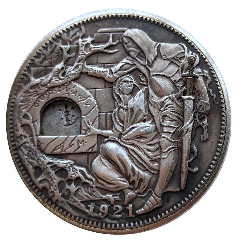 1921 mécanisme mobile fait à la main saint graal Hobo Nickel pièce errance amovible épée à collectionner cadeau créatif