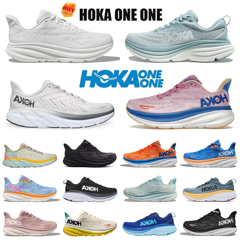 Hoka Bondi 8 Running Shoes For Men Women Hokas Black White Summer Song ...