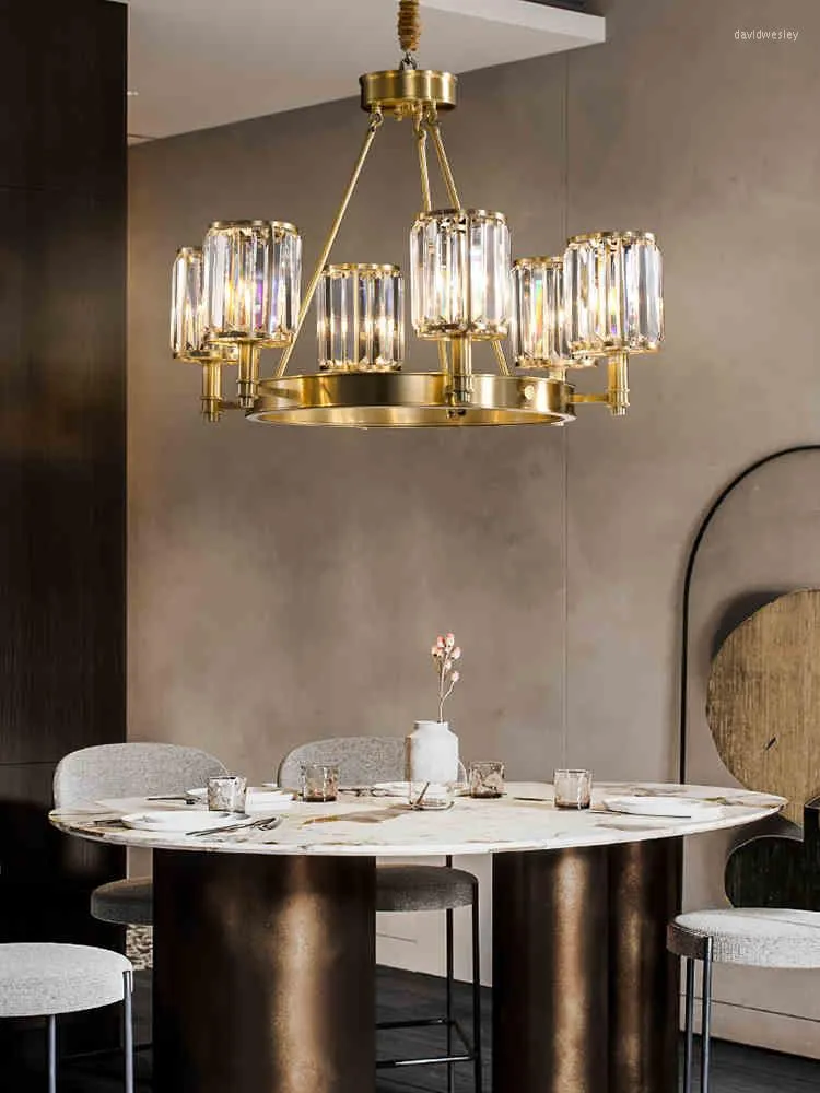 Подвесные лампы современная легкая роскошная люстра американская креативная хрустальная гостиная лампа атмосфера главная спальня столовая все медь