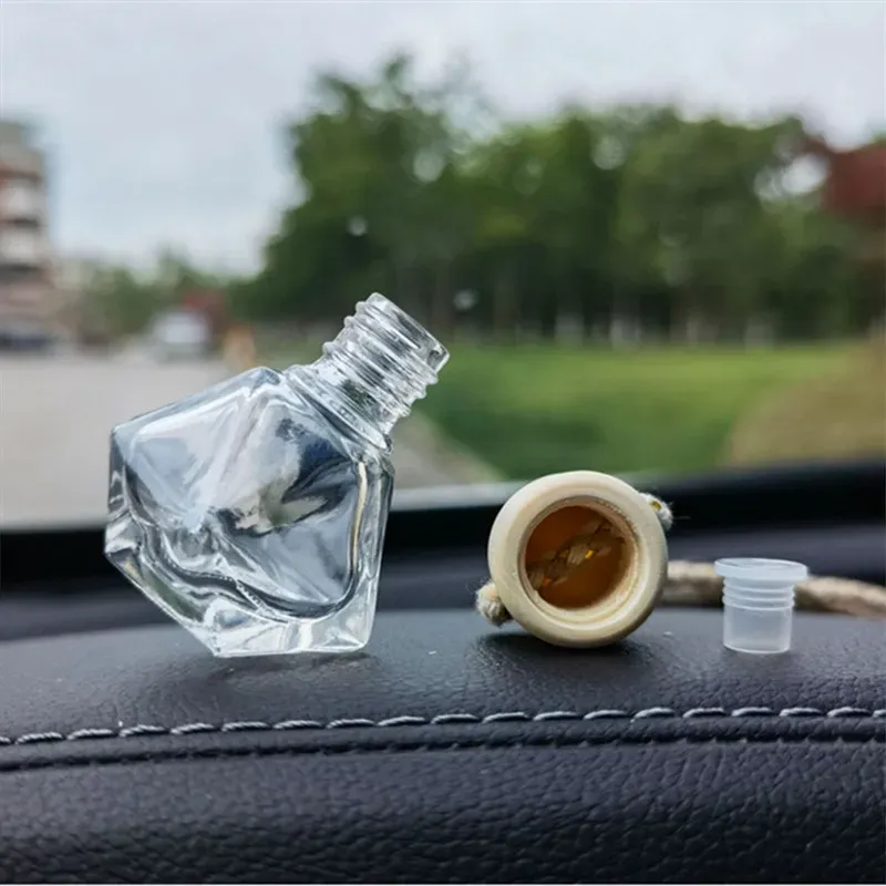 Voiture Parfum Bouteille Pendentif Ornement Désodorisant pour Huiles Essentielles Diffuseur Parfum Vide Verre Aromathérapie Suspendus Auto Ornements