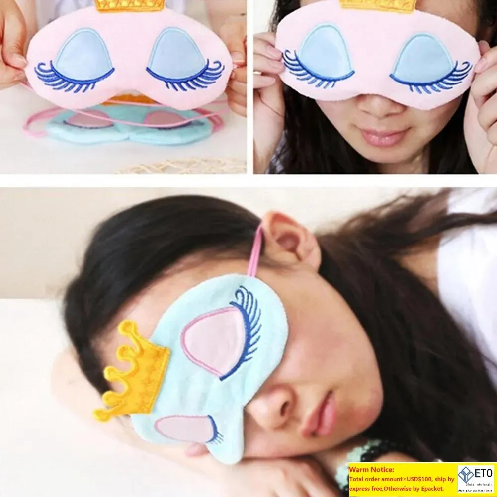Crown Eye Mask Winker Sleep Mask Addensare Super Soft Rest Relax Sleep Eye Mask Travel Cartoon Ciglia lunghe SZ48