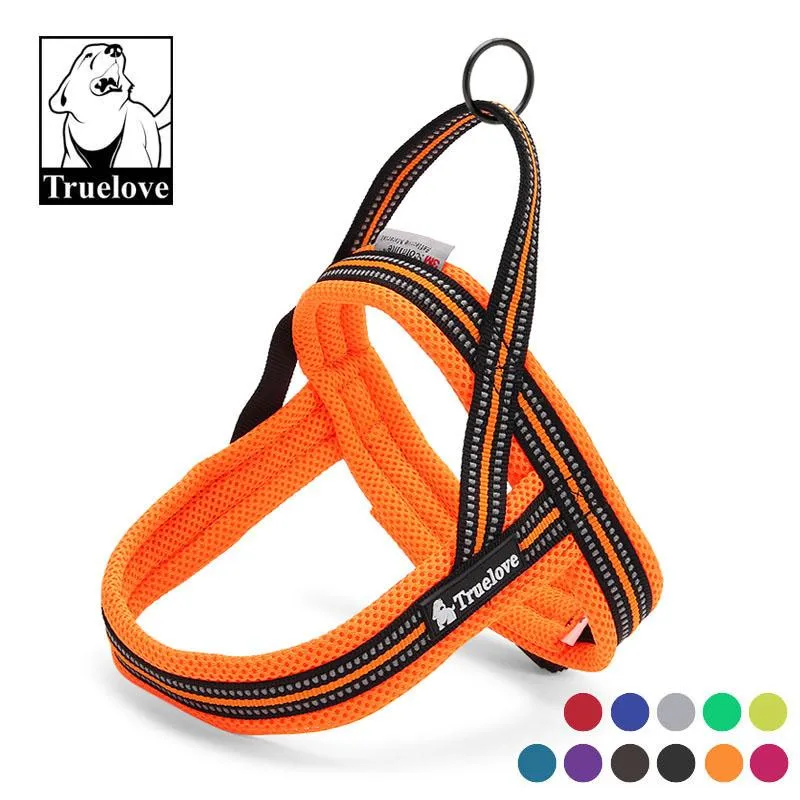 Harnassen Truelove Mesh gevoerde riem Hondentuig Geen trek Hondentuig Klein Groot 3M Reflecterend hondentuig Nylon Zacht Bulldog Oranje