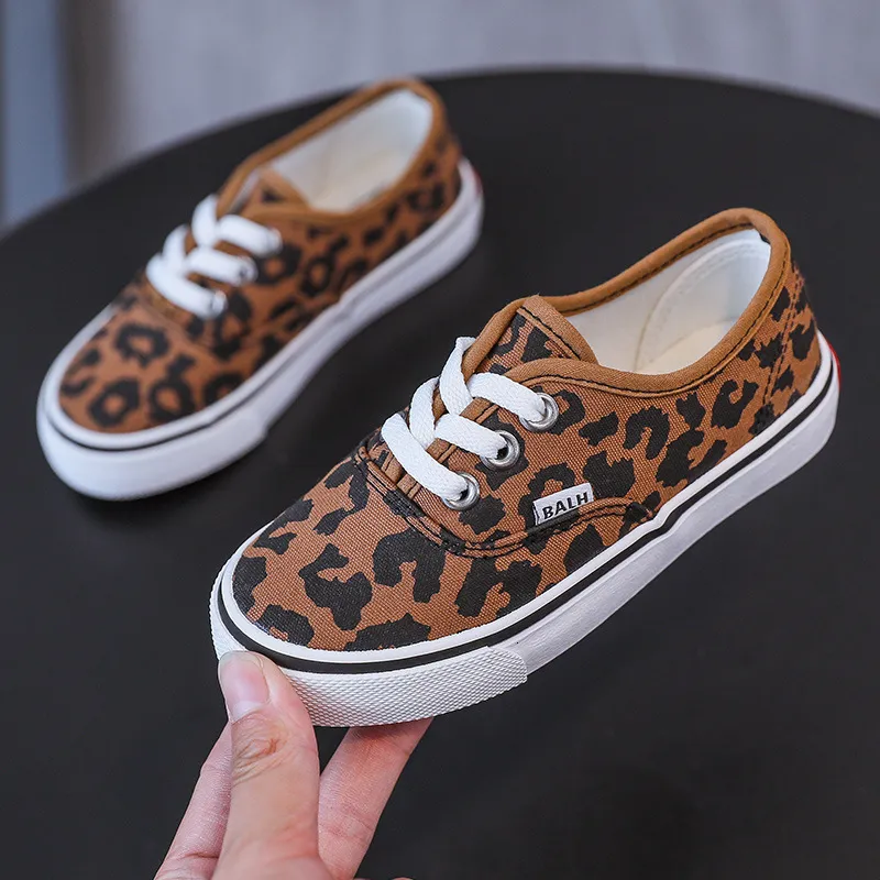 Turnschuhe Herbst Leinwand Schuhe Leopard Turnschuhe Kinder Klassische Schnürschuhe Jungen Großes Kind Sportschuh Schulschuhe für Teenager Mädchen 230606