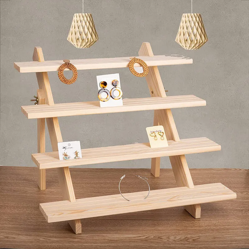 Sieradendozen Boho Natuurlijk Hout Sieraden Organisator Oorbellen Ring DIY Sieraden Display Stand Opslag Houder Doos Houten Basis Winkel Decor Geschenken 230606