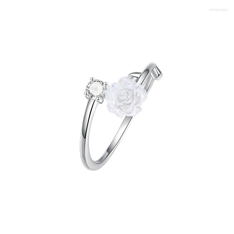 Cluster Rings 925 Sterling Silver Flower Bague Géométrique Pour Femmes Fille Cadeau Romantique Simple Rétro Ins Bijoux De Mariage Dainty Finger Anillos